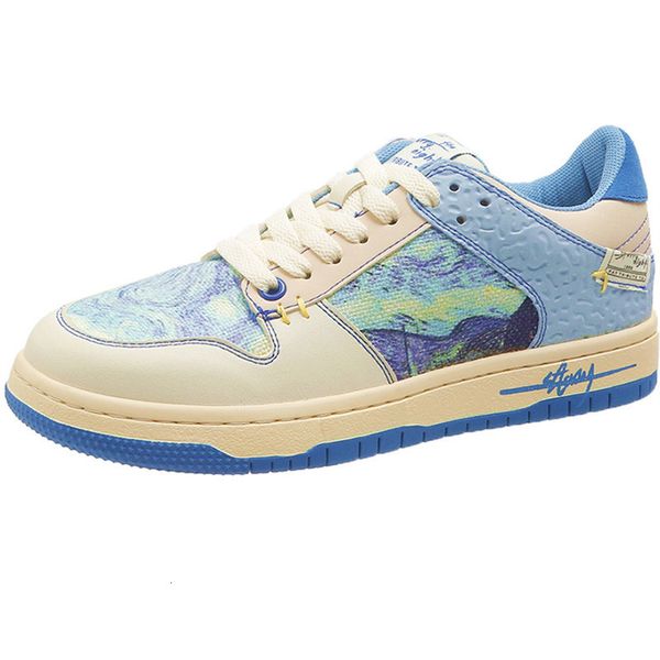 Zapatos de vestir rasmeup van gogh noche estrellada hombres zapatillas de deporte original casual vintage diseñador mujer calzado artista pintura más tamaño 230901