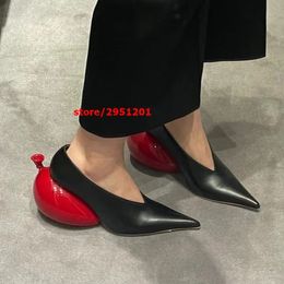 Dress Shoes Red Balloon Heel Pumps Vrouwen sexy jurk hakken zwart puntige teen hoge hakken stijl runway lente schoenen 230420