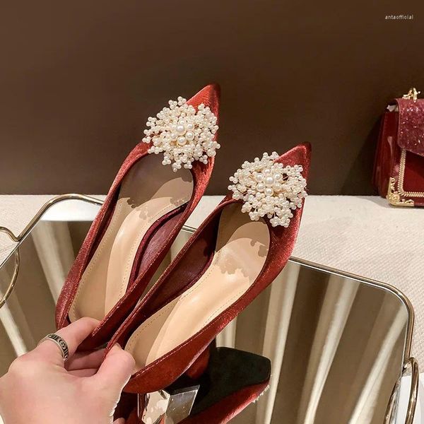 Zapatos de vestir Rojo Pequeño Tacón Grueso Boda Nupcial Chino Xiuhe Ropa Grande Mujer