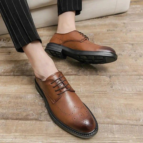 Chaussures habillées rétro italien authentique cuir masculins oxford classique brisant gentlemen de la première couche