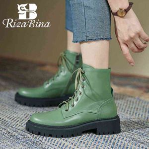 Chaussures habillées Rizabina nouvelle mode en cuir véritable bottines pour femmes talon bas botte courte hiver Cool chaussures pour femmes taille 34-42 2 9