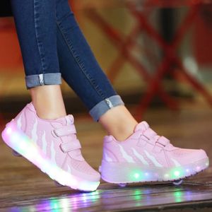 Chaussures habillées Patins à roulettes 2 roues Glowing Lighted LED Enfants Garçons Filles Enfants 2023 Mode Bottes de sport lumineuses Baskets décontractées 231017