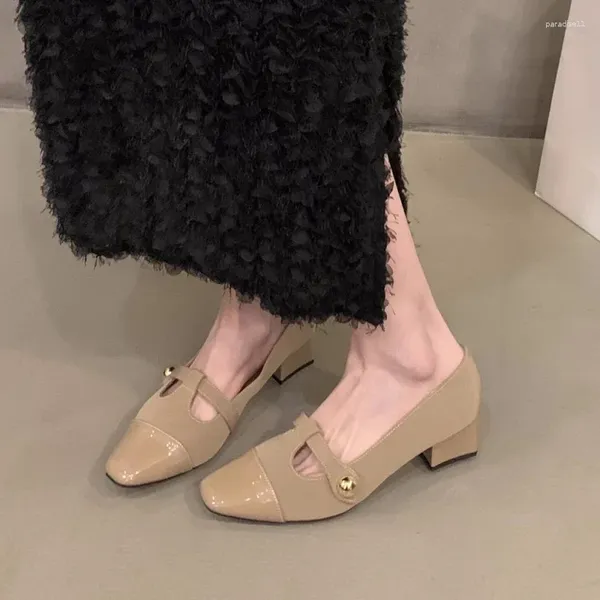 Robe chaussures Rome talons hauts femmes été bout carré épais 2024 mode élégante tendance peu profonde femme pompes zapatos