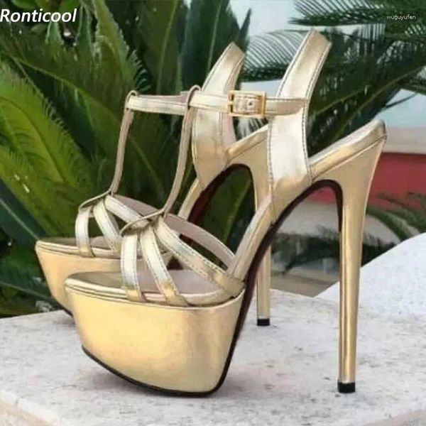 Chaussures habillées ronticool vraie Pos Femmes Sandales d'été Stiletto talons rond