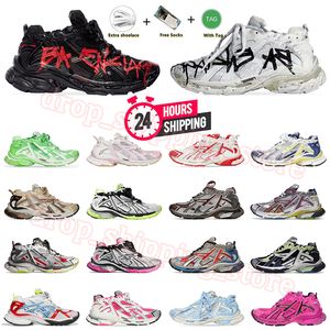 Chaussures habillées Runners 7.0 Hommes Graffiti Noir Fluo Vert Bourgogne Cuir Gratuit Gris Violet Clair Néon Jaune Blanc Belenciaga Marque De Luxe Femmes Jogging Mocassins 35-46