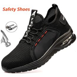 Chaussures habillées chaussures de sécurité baskets de travail bout en acier hommes bottes de travail anti-crevaison indestructible sécurité poids léger 231016