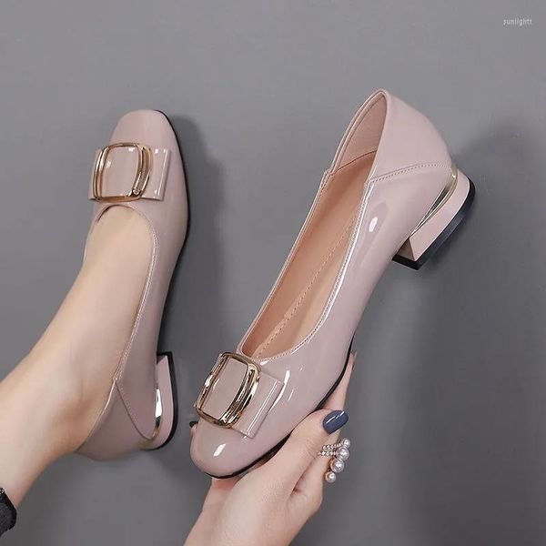 Chaussures habillées Sapatos Femininas femmes mignon bout rond vin rouge printemps sans lacet talon dame classique noir haute qualité Zapatos B9345