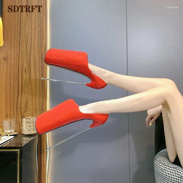 Chaussures de robe SDTRFT 2024 Luxueux Stripper Femme Gladiator Pompes 30cm Métal Mince Talons Hauts Sandales Dames Discothèque Danse Stilettos