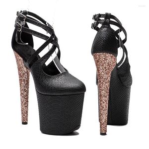 Chaussures habillées sexy 20cm / 8 pouces brillantes Pu Upper Electroplate plateforme High Heel Sandals Modèle Pole Dance 264