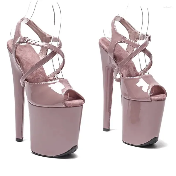 Chaussures habillées sexy 20cm / 8 pouces brillantes Pu Upper Electroplate plateforme High Heel Sandals Modèle Pole Dance 260