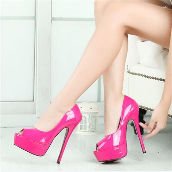 Chaussures habillées Sexy 6 pouces Stilettos Rouge Mariage Femme 16cm Talons fins Peep Toe Plateformes Crossdresser Discothèque Pompes Plus: 40-46 47 48