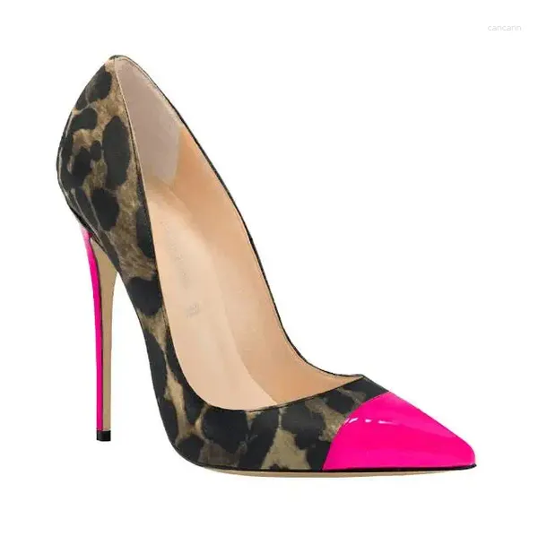 Zapatos de vestir sexy neón fucsia mosaico verde amarillo bombas de punta puntiaguda