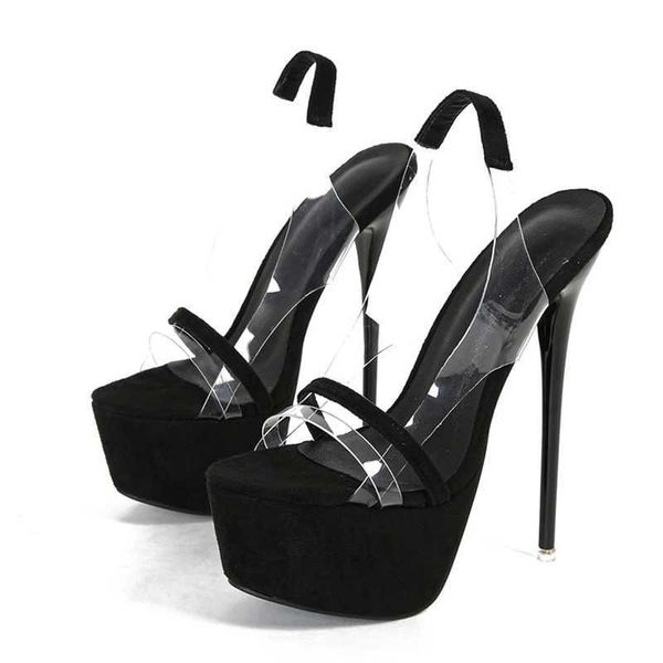 Chaussures habillées Sexe imprimé de serpent Plateforme de sangle arrière Sandales épaisses Bottom Open Toe Party Nachtclub Stripper Heels Transparent Chaussures Femme H240401JC2V