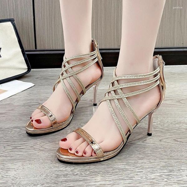 Zapatos de vestir Mujeres sexy Tacones altos Sandalias Diseñador de fiesta Verano Caminando 2024 Bombas de marca Slingback Zapatillas femeninas