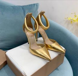 Kleid Schuhe Sexy Frauen Spitz High Heels für Frauen 2023 Designer Luxus Sommer Sandalias Mujer Gold Stiletto Heel Pumps 230925