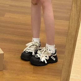 Zapatos de vestir Shanpa Black Chunky Sneaker Plataforma Transpirable Otoño Moda Todo Partido Vintage Casual Diseñador Damas Calzado 231216