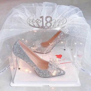 Chaussures habillées chaussures pour filles talons hauts strass femme élégante robe à talons nœud de mariée doux style princesse style cadeaux d'anniversaire adultes