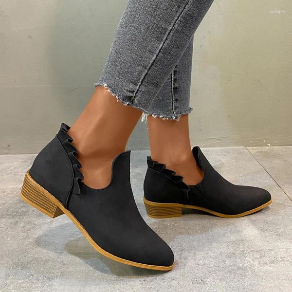 Chaussures habillées Simple Couleur Unie Femme Printemps Mode Tempérament Slip-on Longueur Cheville Bout Pointu Polyvalent