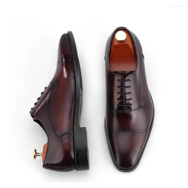 Zapatos de vestir Sipriks lujo para hombre de cuero marrón oscuro Oxfords punta cuadrada elegante negro boda noche desgaste negocio formal fiesta 44