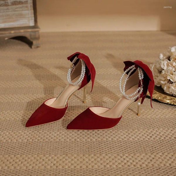 Zapatos de vestir Tamaño 31-43 Tacones altos Stiletto de mujer Moda Rojo Estilo chino Boda