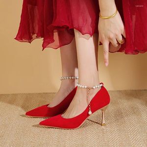 Robe chaussures taille 31-44 perles chaîne boucle mariage femmes talons rouges demoiselle d'honneur mariée haute