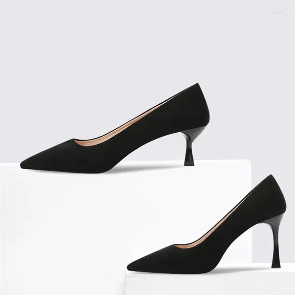 Robe chaussures taille 33-41 printemps noir pointu mince talon haut professionnel confortable femmes