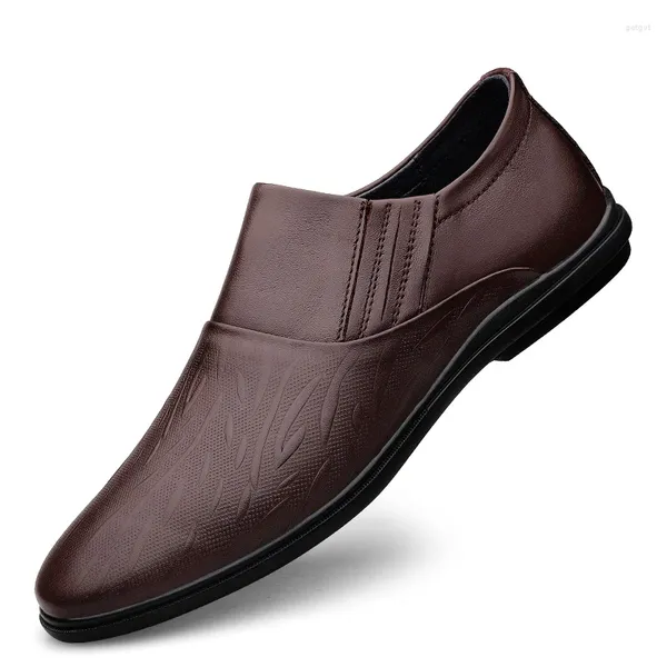 Chaussures habillées Taille 37-44 MENSEMENT AUTOMNE SPRING MALAPE VÉLICATION CUIR ROND ROND SLIPS SLATIF SMART CONCUTHING Soft Business Footwear C115