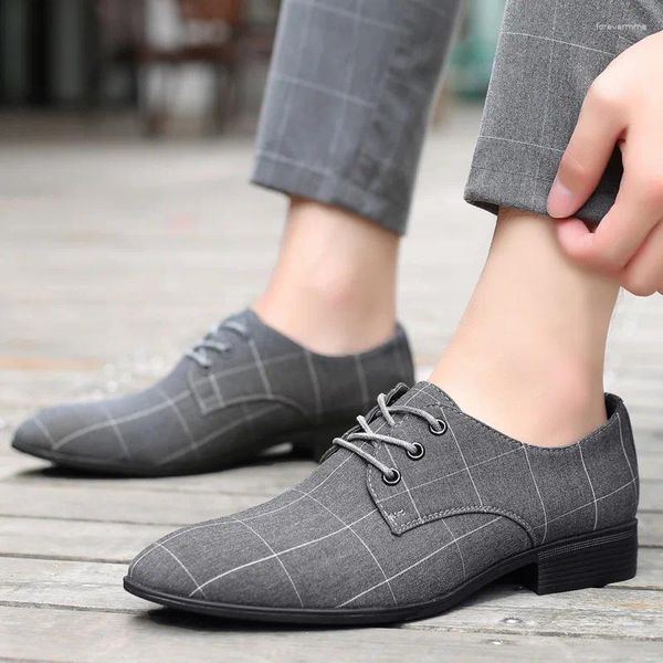 Zapatos de vestir Tamaño 38-48 Hombres Lona Boda Masculino Formal Oxfords Elegante Lace Up Oficina Zapato de negocios para hombres