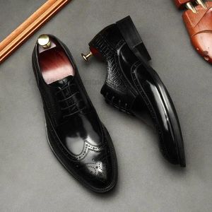 Chaussures habillées taille 38 à 46 luxe hommes derby à lacets en cuir véritable fabriqué à la main italien mariage d'affaires formel Oxford