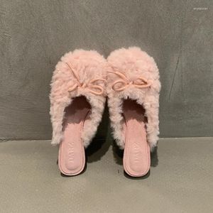 Chaussures habillées pantoufles talons femmes coton hiver