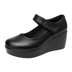 Jurk Schoenen Klein Big Maat 32 33-43 Zacht Lederen Mary Janes Vrouwen Pompen 2021 Lente Medium Hakken Wiggen Platform Office Dance Red