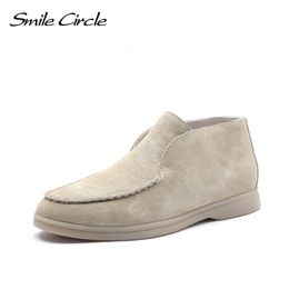 Chaussures habillées Smile CircleSpring Femmes Véritable Cuir Nude Flats Casual Chaussures Slip-On Penny Mocassins Automne Dames Chaussures Paresseuses 230920