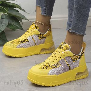 Chaussures habillées Snake Prints Chunky Sneakers Femmes Coussin d'air Plate-forme Chaussures vulcanisées Femme PU Cuir Semelle épaisse antidérapante Chaussures décontractées 2023 T231117