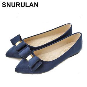 Jurk Schoenen SNURULAN Zwart Flats Elegante Schoenen Voor Vrouw Big Size Schoenen Vrouw Vlinder-knoop Vintage Schoenen Vrouwen Mode mocassin Femme Dame L230721