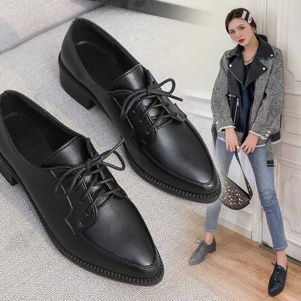 Zapatos de vestir Zapatos suaves Mujer 2021 Punta estrecha Zapatillas de deporte casuales para mujer Todo-fósforo Shose Mujer Oxfords Modis de mujer Estilo británico New Cross L230302