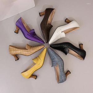 Kledingschoenen Effen Business Casual Dames Kantoor Dame Lente Herfst Pompen Steenpatroon Slip-on Kitten Hoge hakken Loafers Groot formaat