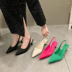 Zapatos de vestir Color Sólido Oficina Profesional Sexy Poco Profundo Punta Cerrada Sandalias Slingback 2024 Estilo de Mujer Tacones Altos