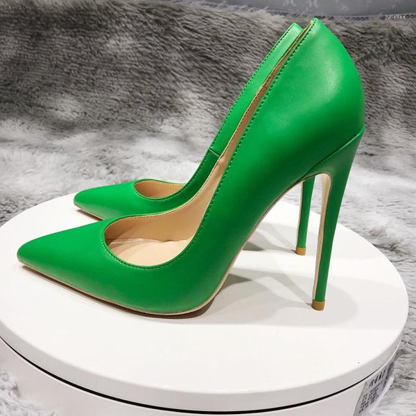 Zapatos de vestir de color verde sólido para mujer, tacones altos con punta puntiaguda, 8/10/12cm, zapatos de tacón de aguja a la moda para mujer, zapatos de tacón personalizados formales para mujer