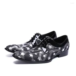 Chaussures habillées Soulier Homme Hommes Star Print Formel Oxfords Mariage Soirée Lace Up Respirant Cuir de haute qualité