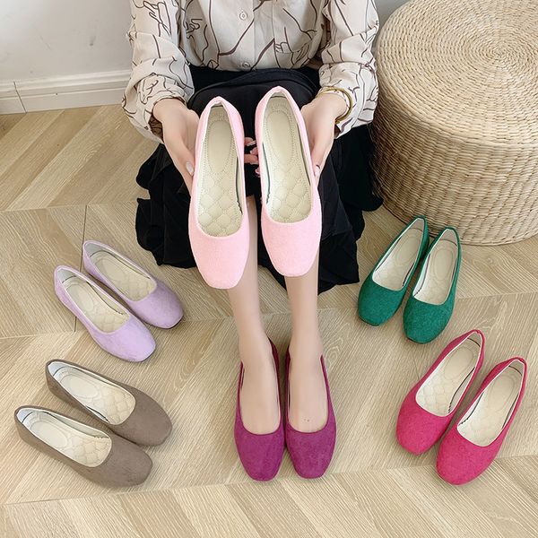 Chaussures habillées Spirng femmes appartements bout carré dames chaussures de ballet décontracté plat bureau travail chaussures couleur bonbon femmes mocassins femme bateau chaussures 230414