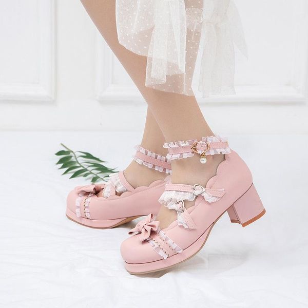 Zapatos de vestir Primavera y otoño Versión coreana del talón Tamaño personalizado Arco Princesa dulce