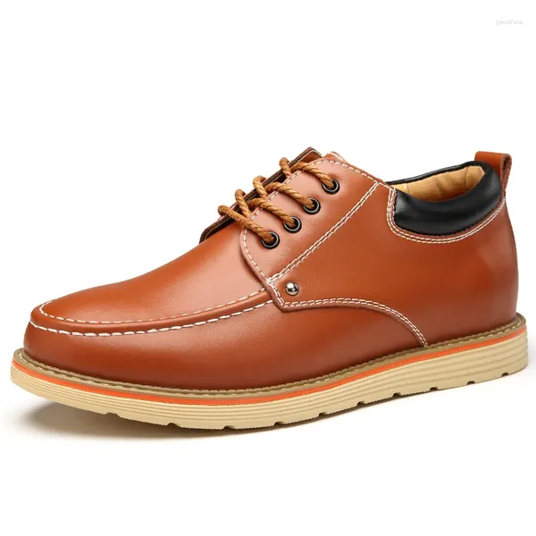 Chaussures habillées printemps automne en cuir hommes confortable travail sur chaussures masculines basse hauteur de cheville augmentant zapatos de vestir