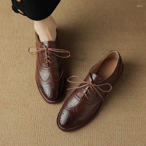 Geklede schoenen lente/herfst dames Oxfords splitleer voor brogues vintage veterschoenen handgemaakt zwart grote maten