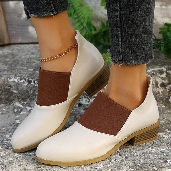 Zapatos de vestir Botas de tobillo de mujer negras de primavera Retro de suela gruesa de cuero pequeño tops altos de tacón cuadrado casual para mujeres