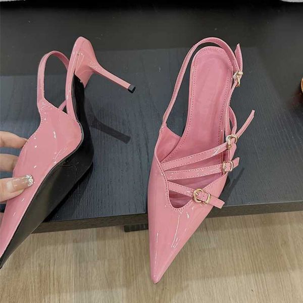 Zapatos de vestir Diseño de moda de primavera Más hebilla Correa Bombas Mujeres Zapatos de oficina Punta acogedora Fiesta Fiesta Tacones finos bajos les Sandalias H240401