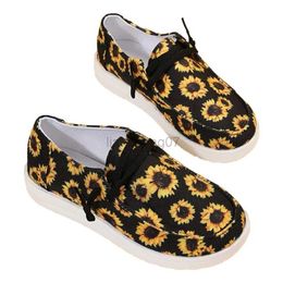 Kleding schoenen lente vrouwelijke canvas schoenen zonnebloem geprinte flats voor vrouwen herfst mode wandelschoenen voor reizen buiten zapatillas mujerl0816