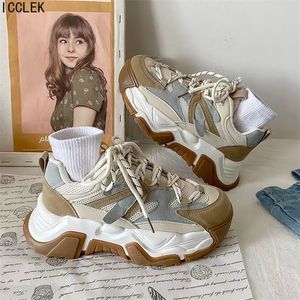 Kleding schoenen lente vrouwen casual sneakers vrouw mode platform flats veter buiten wandelschoenen zwarte zapatillas mujer 220913