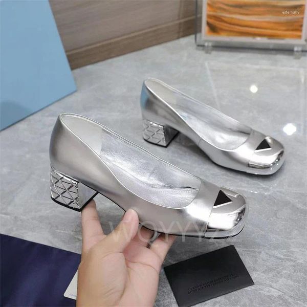 Chaussures habillées bout carré marque de mode femme en cuir véritable pompes de fête designer dames confort extérieur talons hauts chaussures