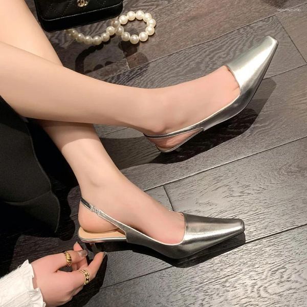 Zapatos de vestir de la piel del tacón delgado poco profundo para la piel de oveja de la piel de oveja suave para mid zapatos para mujeres sandalias de moda elástica