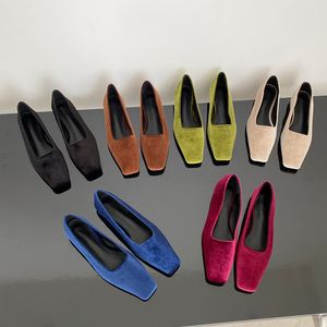 Kleding schoenen vierkant teen dames flats loafers mode 2022 aankomsten blackbrowngreenbeigebluered dance vrouw maat 3539 230224